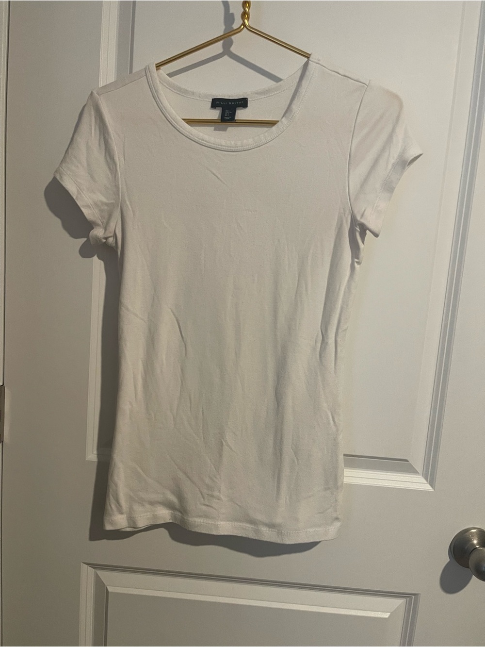 Willi Smith  White Crewneck Short Cap Sleeve Tee 17 P-P 26 Shoulder -Hem